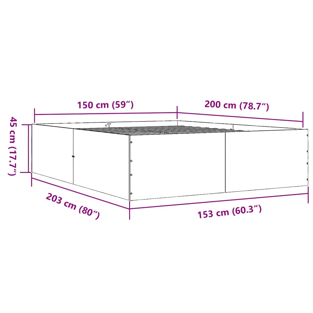Okvir za krevet bijeli 150x200 cm konstruirano drvo