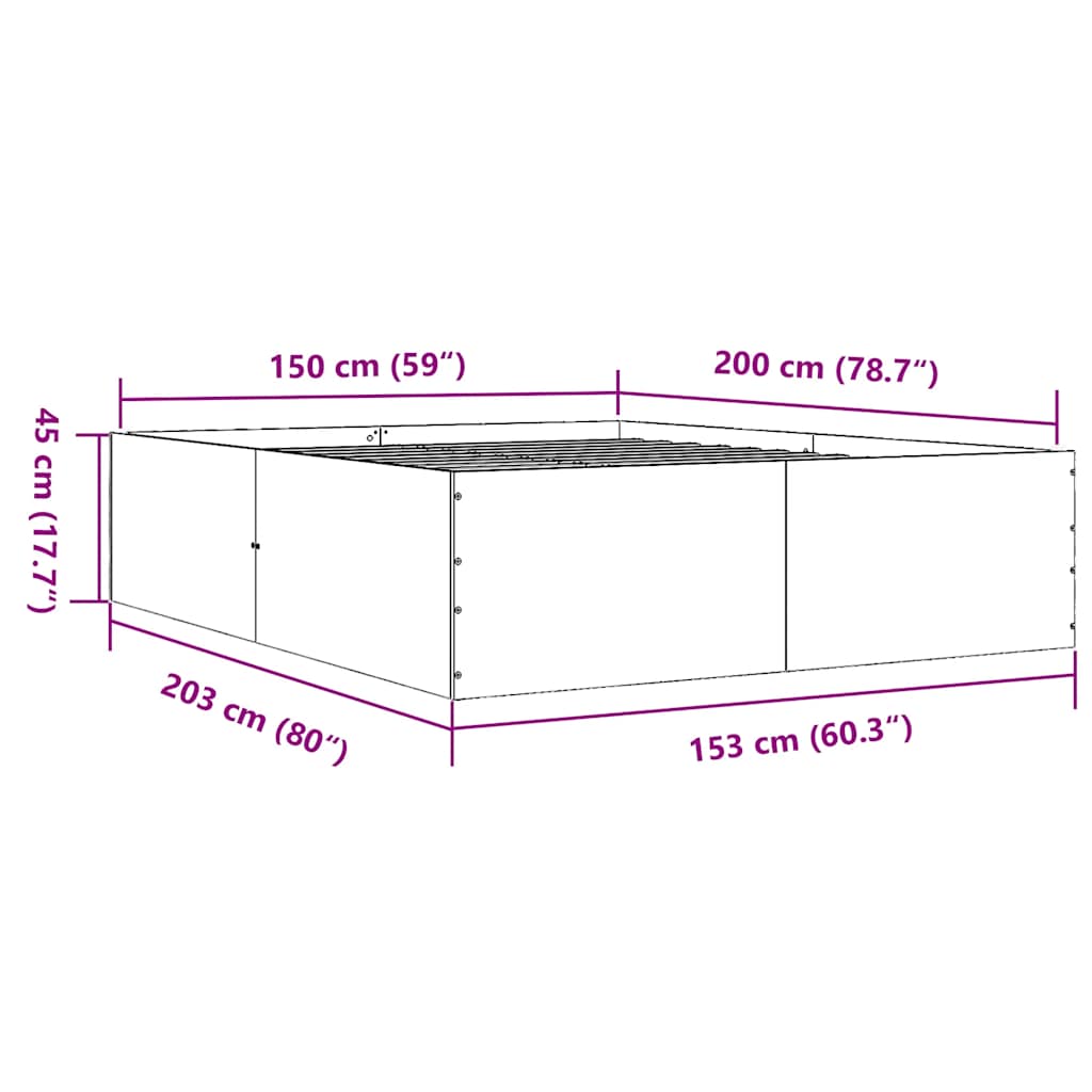 Okvir za krevet smeđi hrast 150 x 200 cm konstruirano drvo