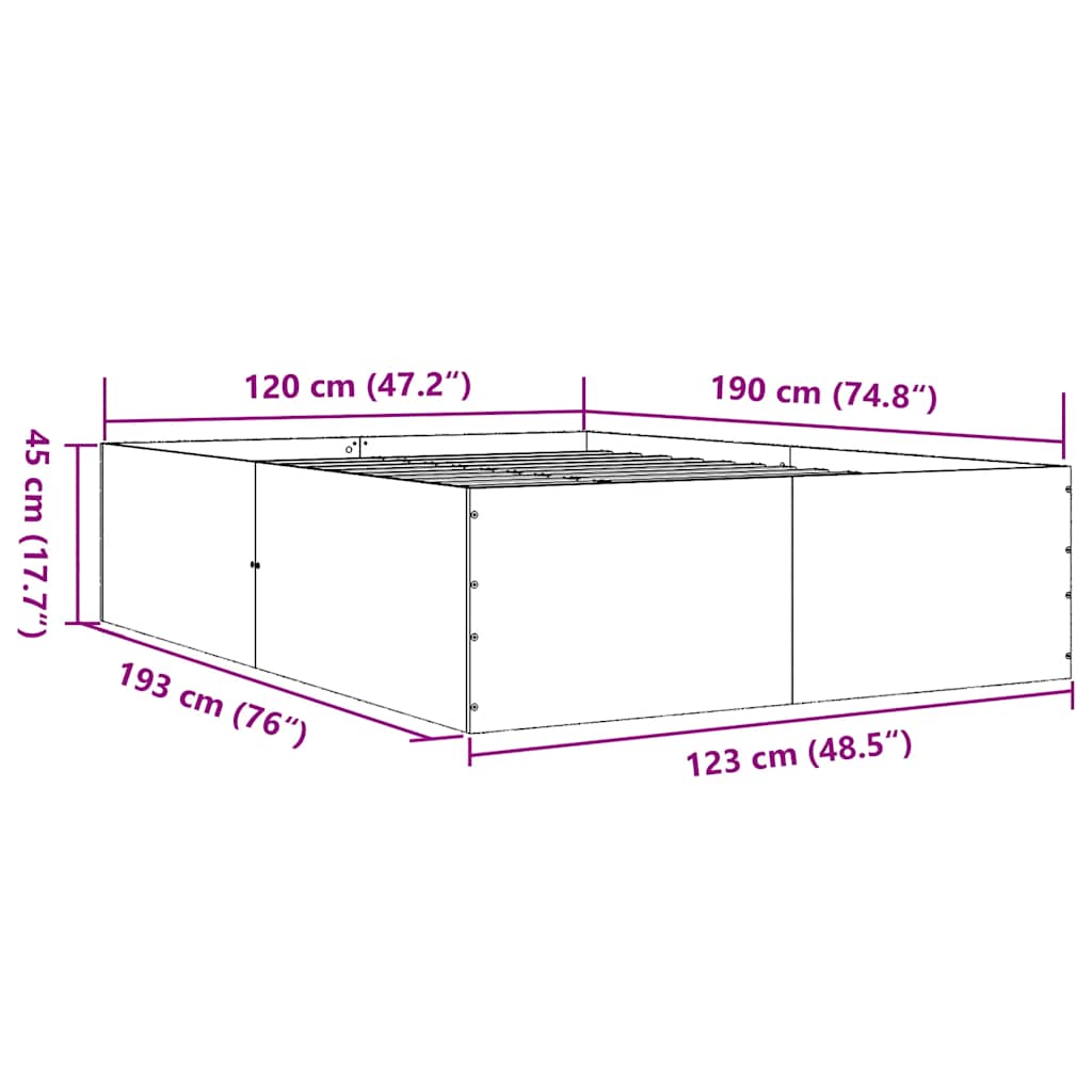Okvir za krevet crni 120x190 cm konstruirano drvo