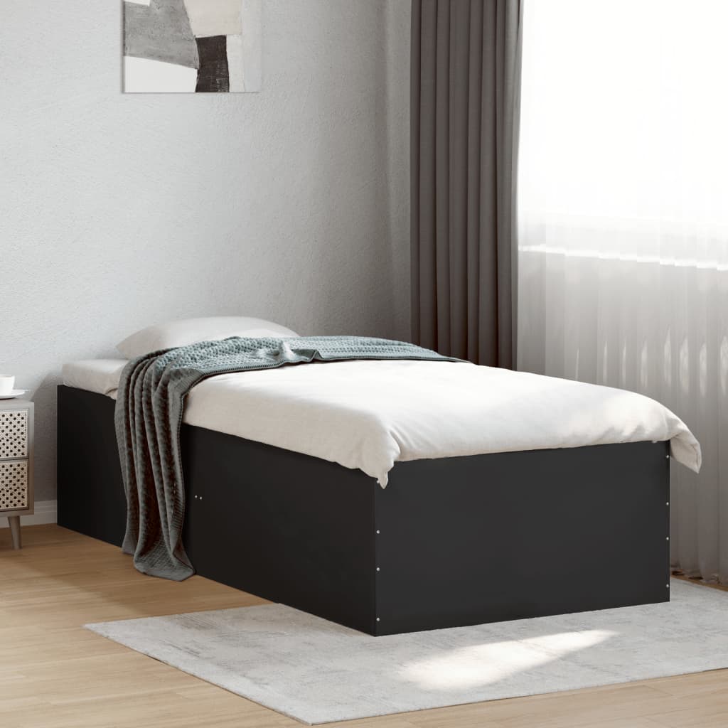 Okvir za krevet crni 90 x 190 cm od konstruiranog drva