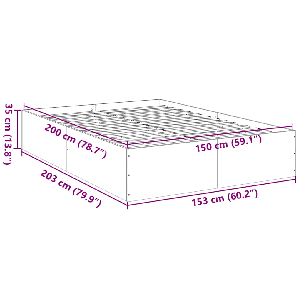 Okvir za krevet crni 150x200 cm konstruirano drvo