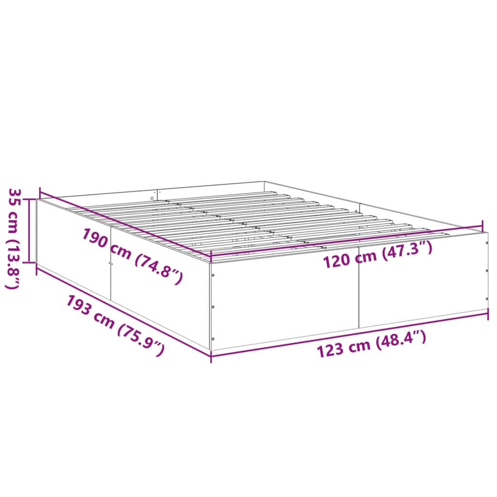 Okvir za krevet crni 120x190 cm konstruirano drvo
