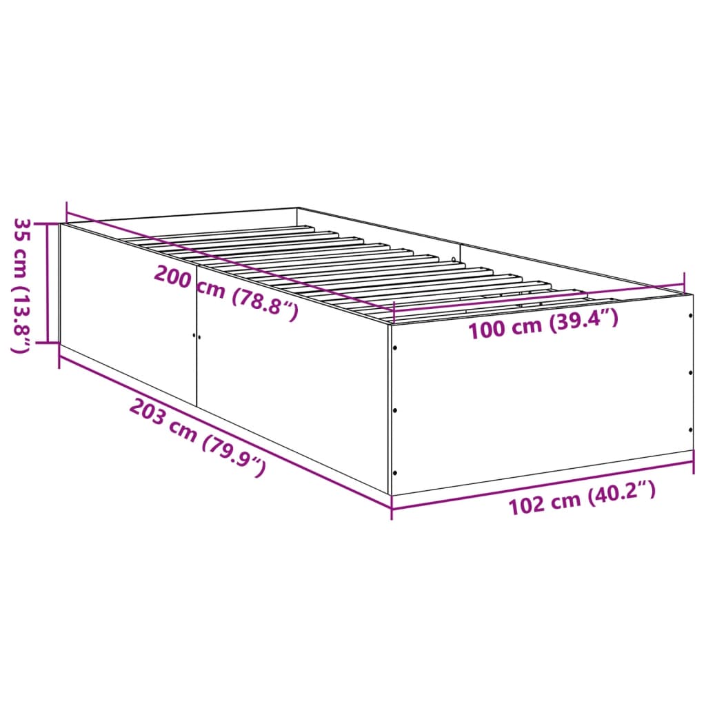 Okvir za krevet boja hrasta 100x200 cm od konstruiranog drva