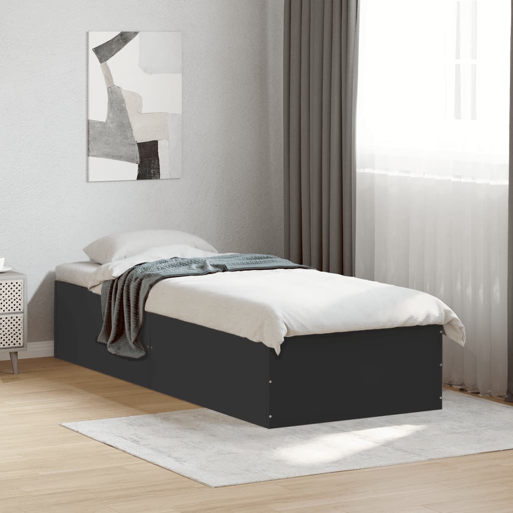 Okvir za krevet crni 90 x 190 cm od konstruiranog drva