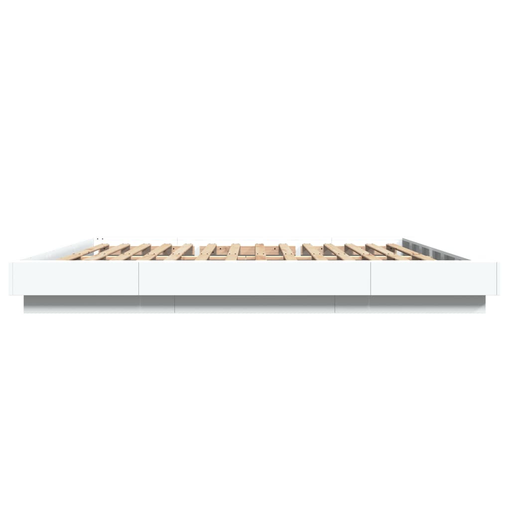 Okvir kreveta LED bijeli 200 x 200 cm konstruirano drvo