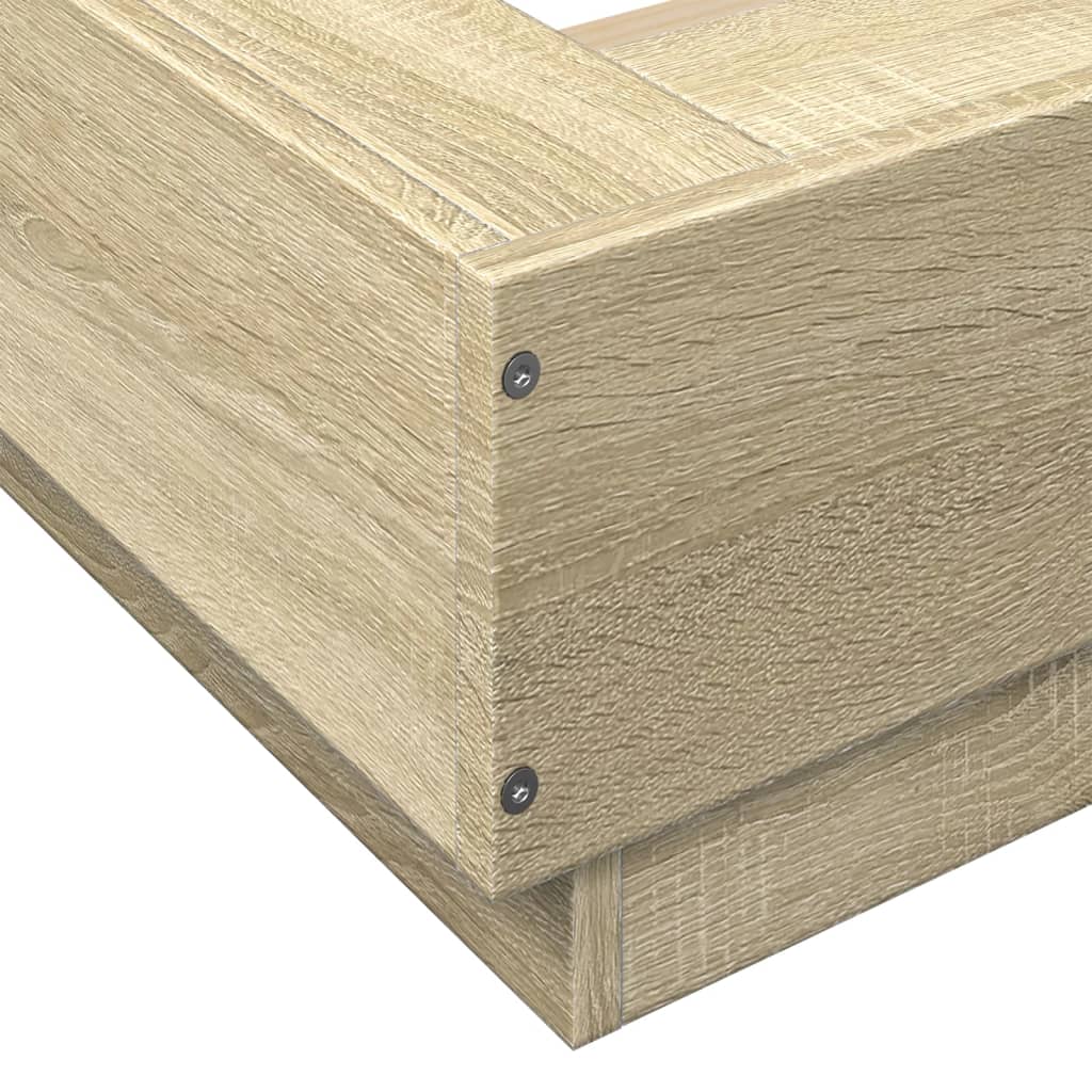 Okvir za krevet s LED svjetlima boja hrasta 200 x 200 cm drveni