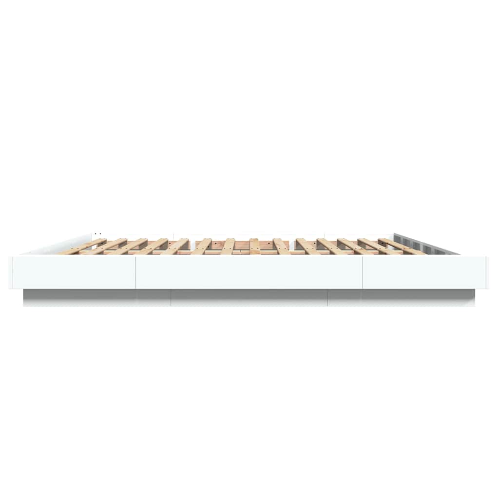 Okvir kreveta s LED svjetlima bijeli 180 x 200 cm drveni