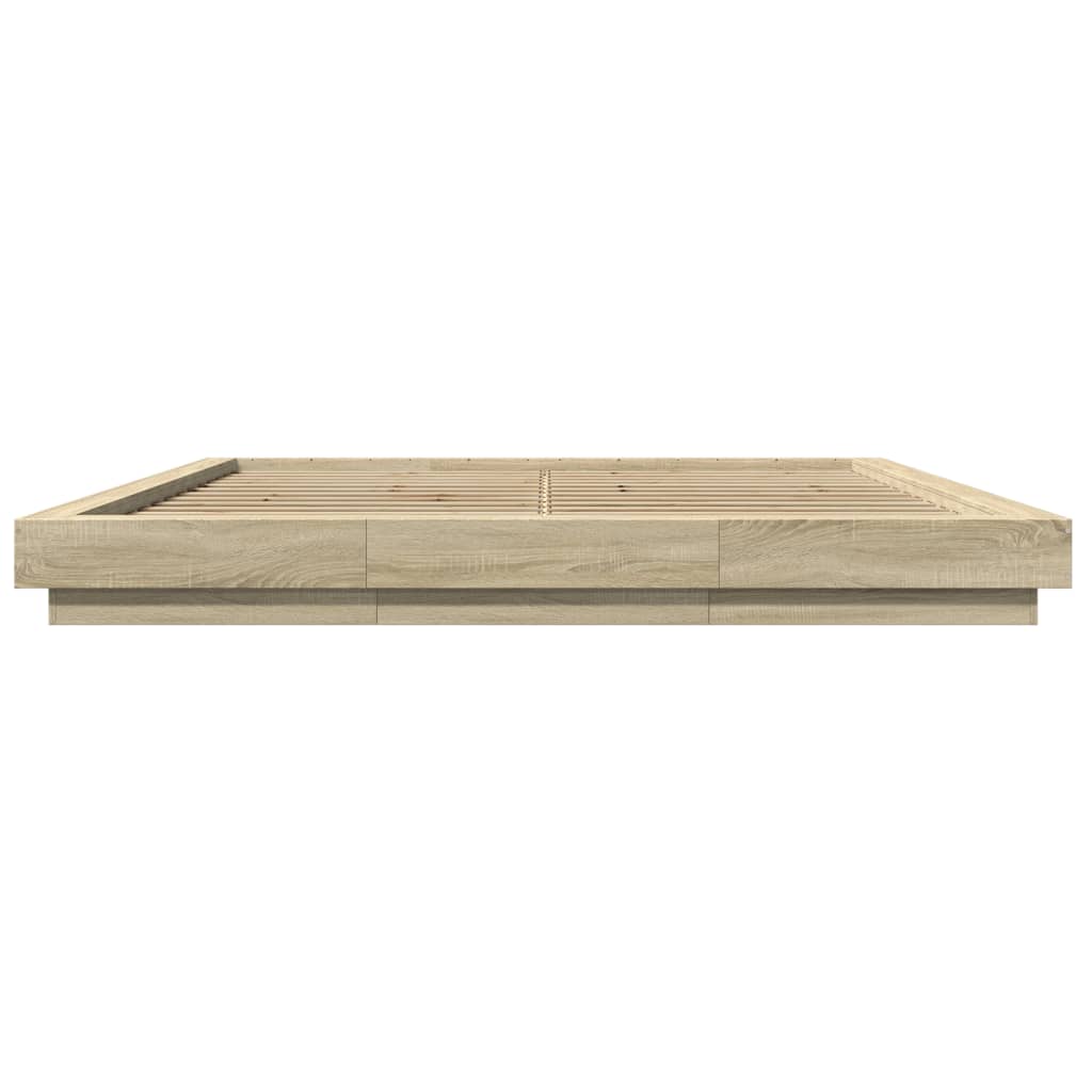 Okvir za krevet s LED svjetlima boja hrasta 180 x 200 cm drveni