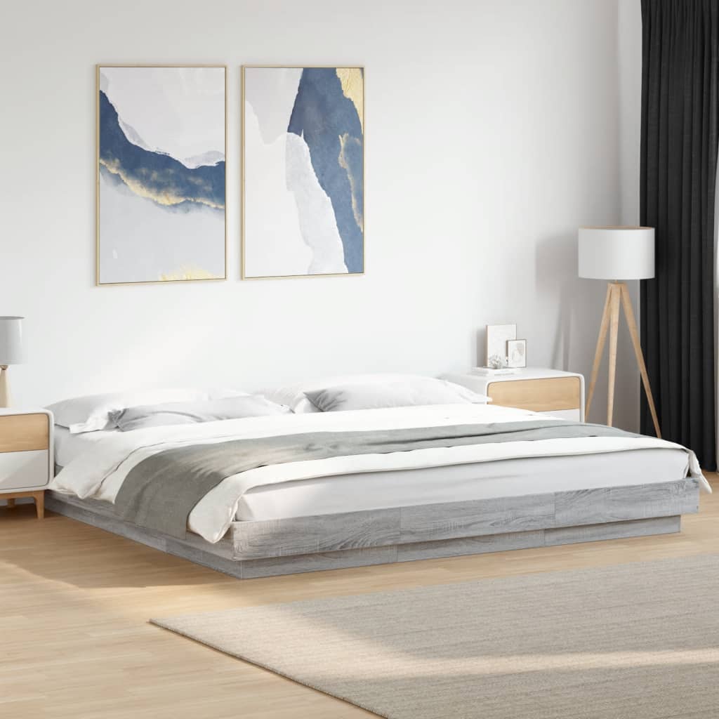 Okvir za krevet s LED svjetlima boja hrasta 180 x 200 cm drveni