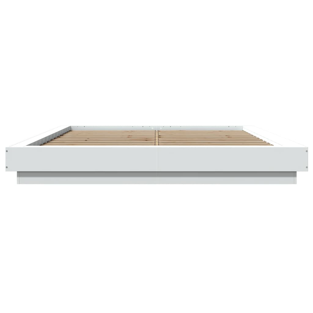 Okvir kreveta s LED svjetlima bijeli 160 x 200 cm drveni