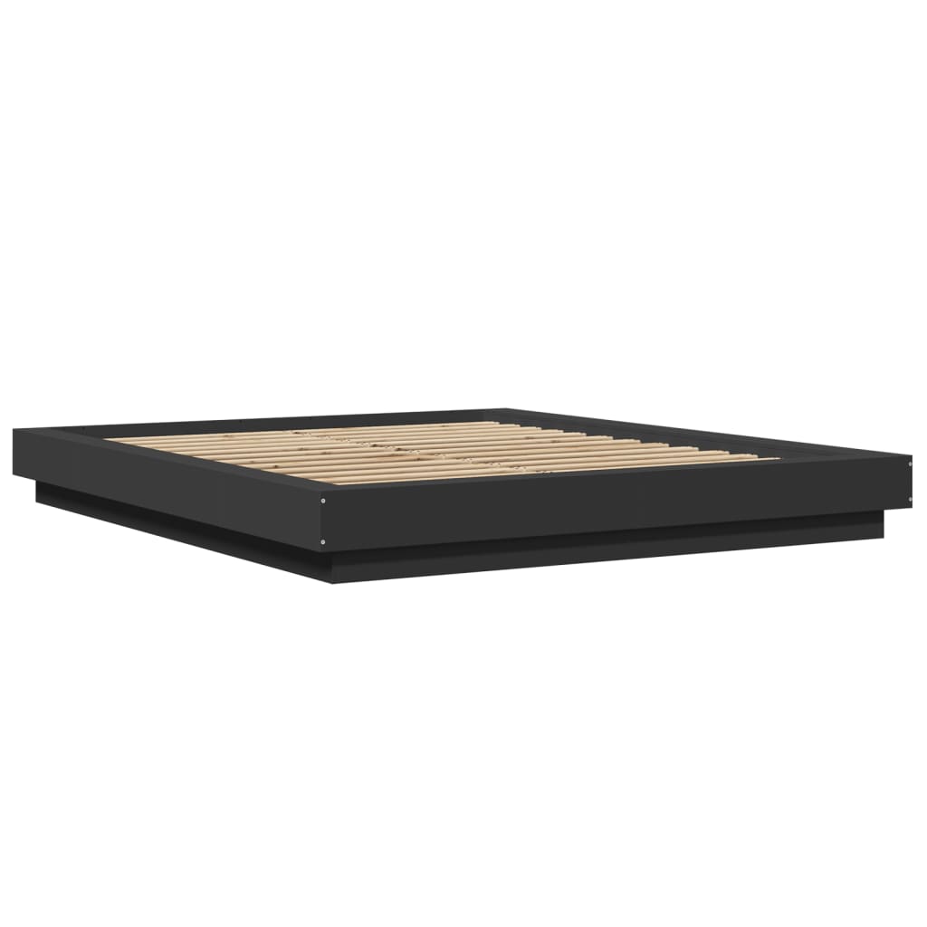 Okvir kreveta s LED svjetlima crni 160x200 cm konstruirano drvo
