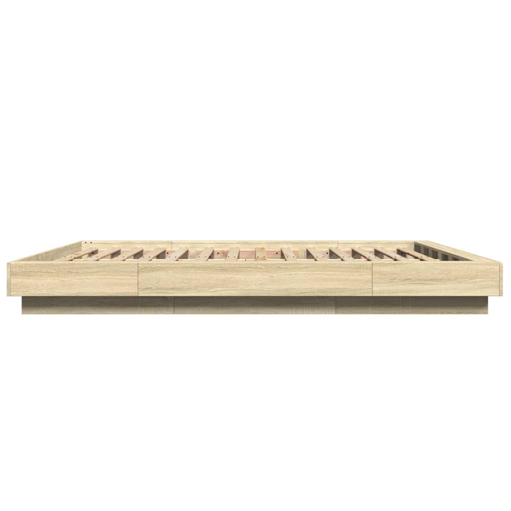 Okvir za krevet s LED svjetlima boja hrasta 160 x 200 cm drveni