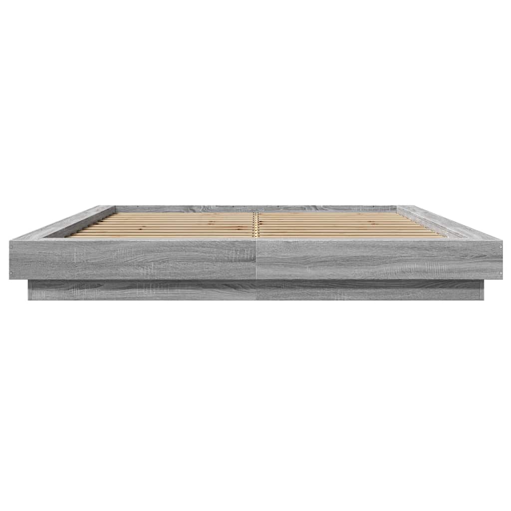 Okvir za krevet s LED svjetlima boja hrasta 160 x 200 cm drveni