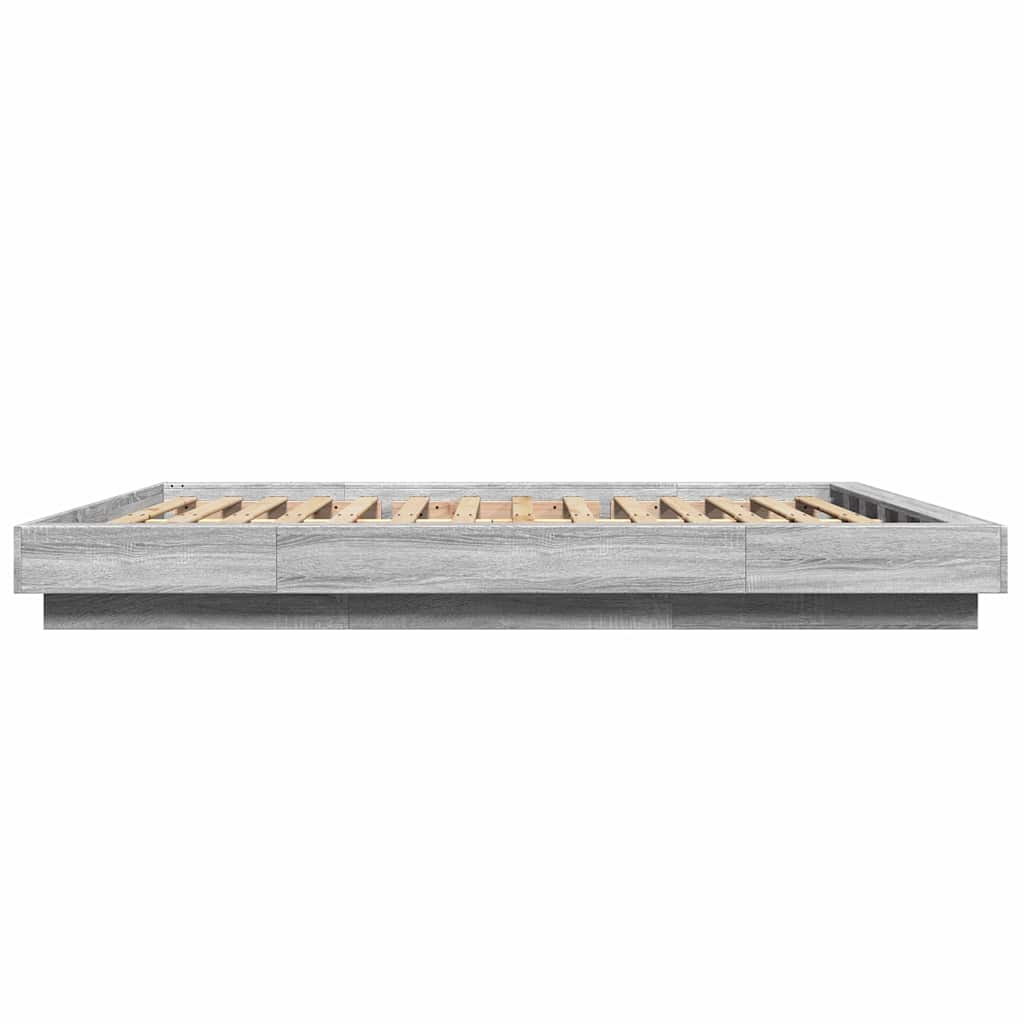 Okvir za krevet s LED svjetlima boja hrasta 160 x 200 cm drveni