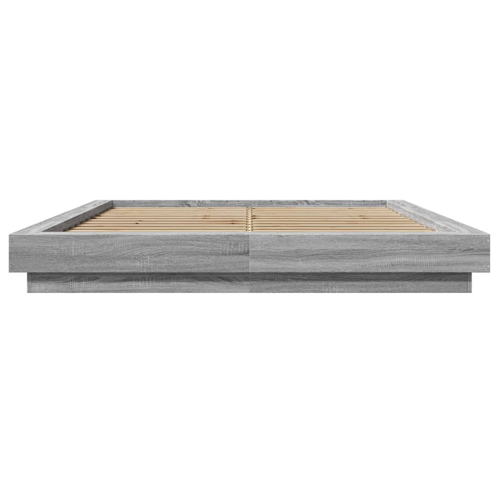 Okvir za krevet s LED svjetlima boja hrasta 150 x 200 cm drveni