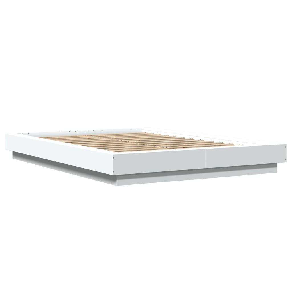 Okvir za krevet s LED svjetlima bijeli 120 x 200 cm drveni