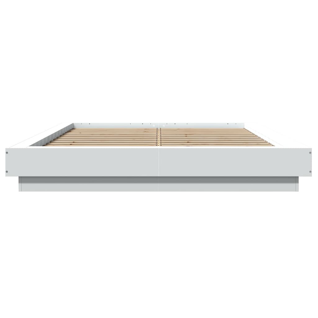 Okvir za krevet s LED svjetlima bijeli 120 x 200 cm drveni