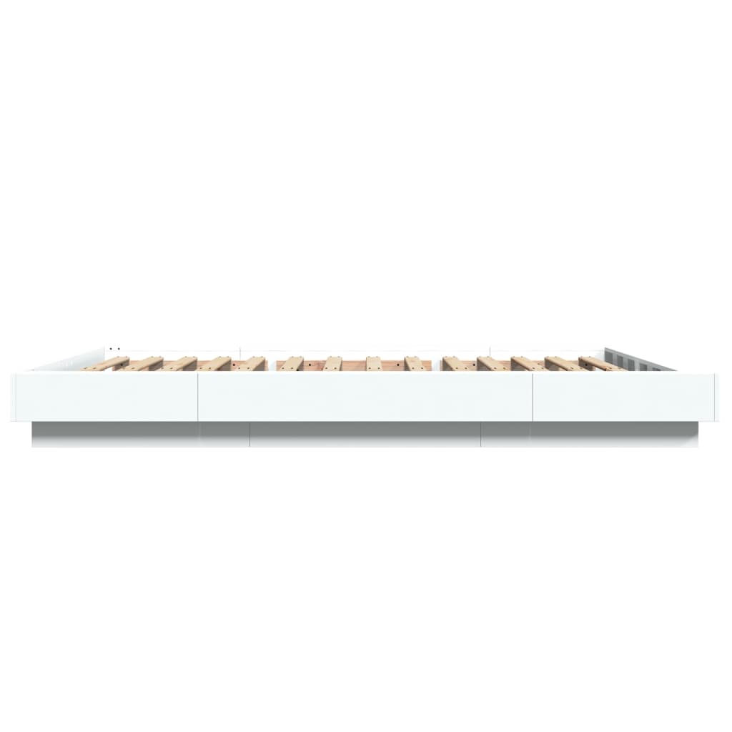 Okvir za krevet s LED svjetlima bijeli 120 x 200 cm drveni