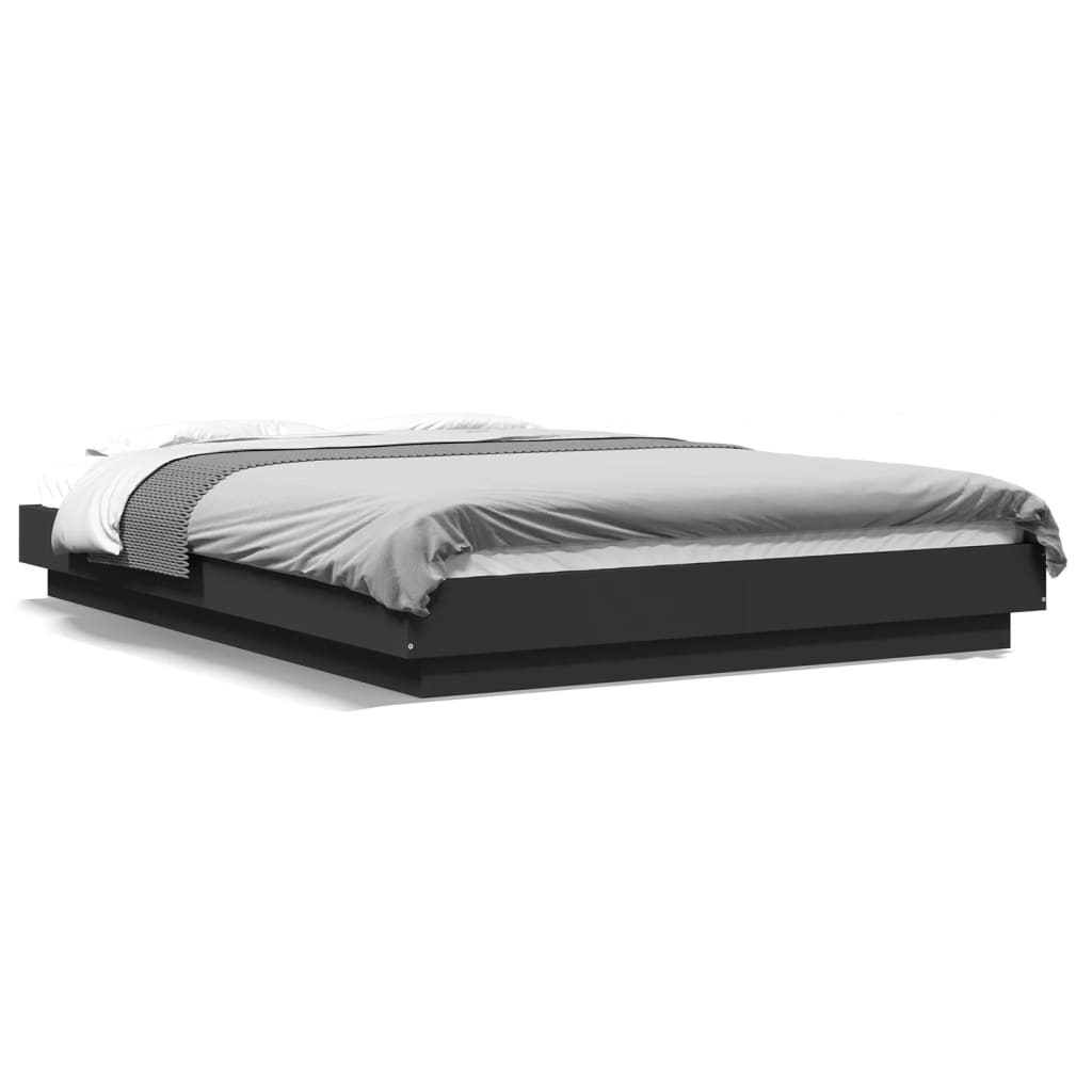 Okvir za krevet s LED svjetlima crni 120 x 200 cm drveni