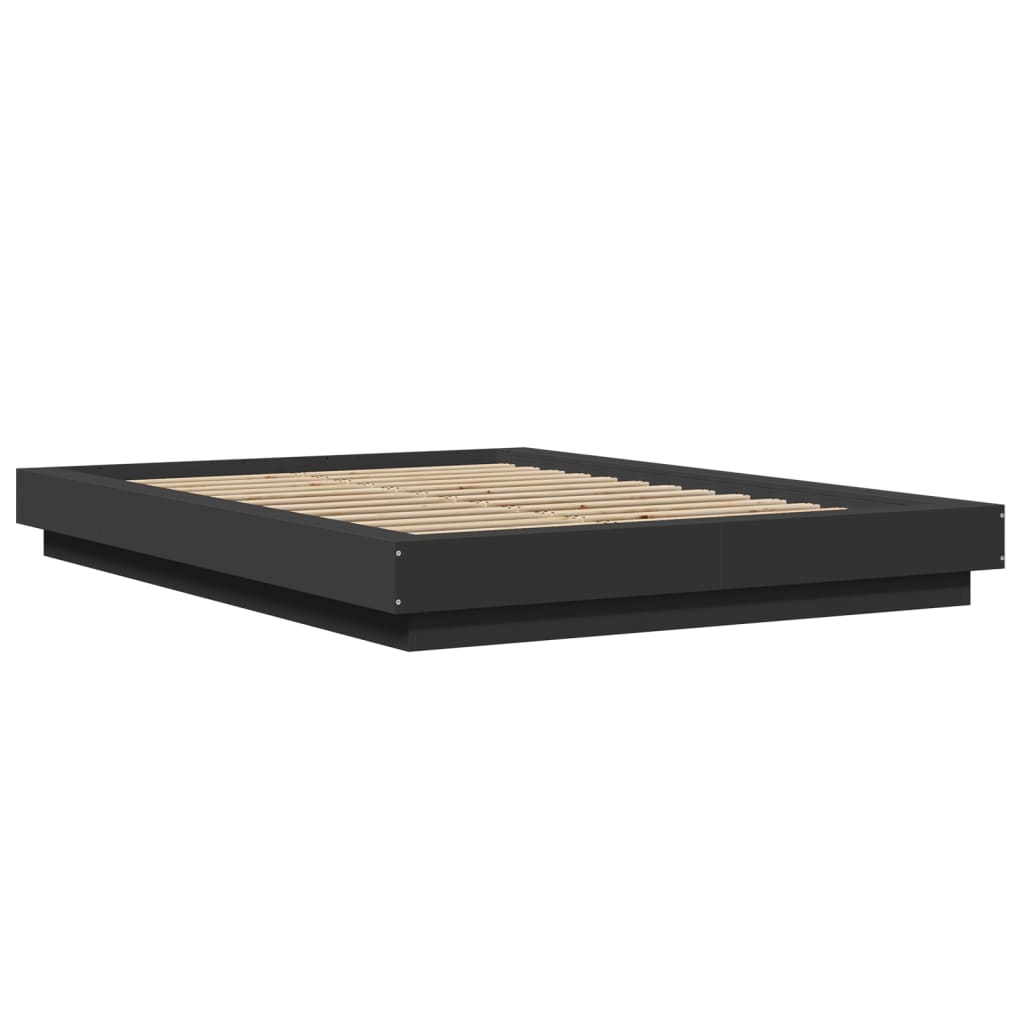 Okvir za krevet s LED svjetlima crni 120 x 200 cm drveni