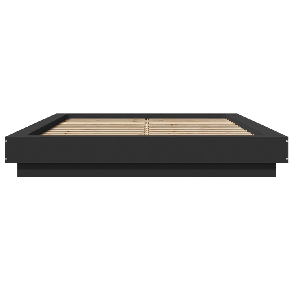 Okvir za krevet s LED svjetlima crni 120 x 200 cm drveni