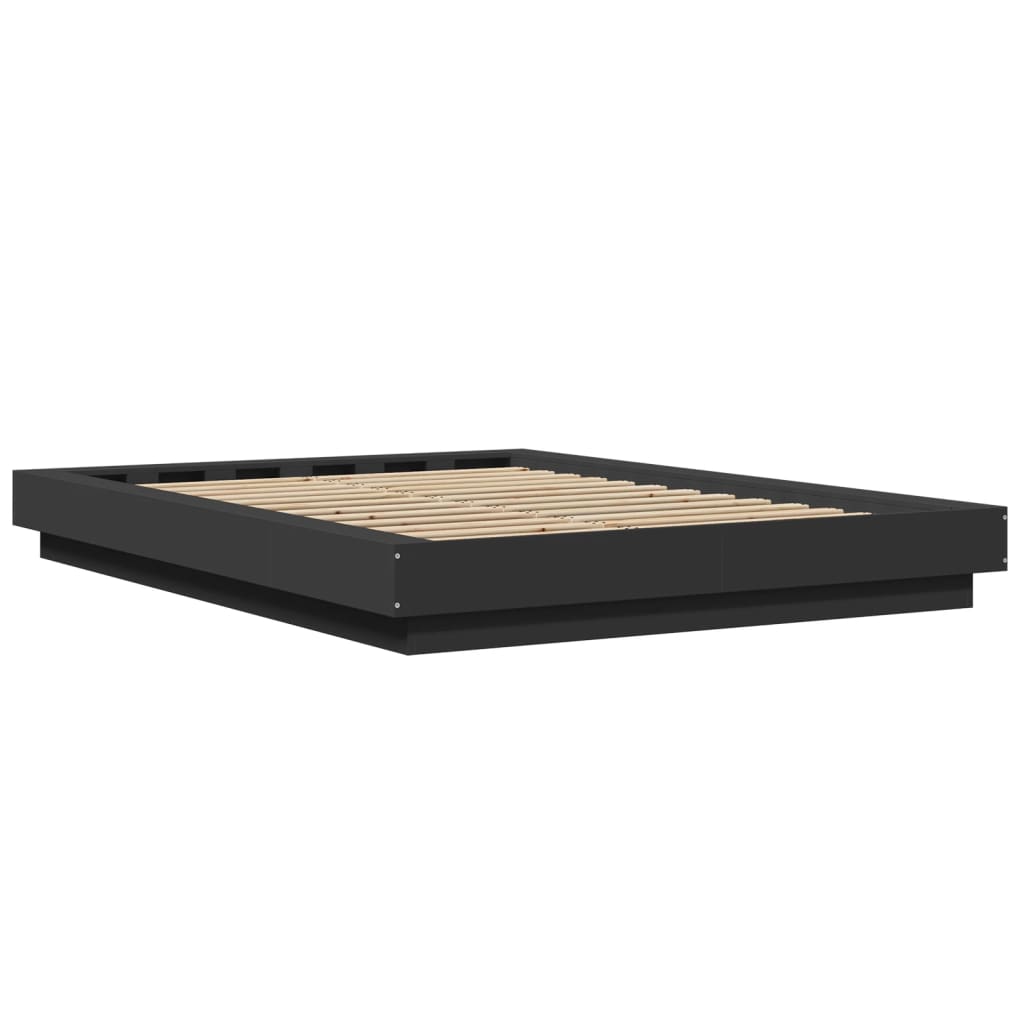 Okvir za krevet s LED svjetlima crni 120 x 200 cm drveni