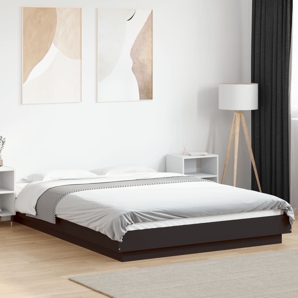 Okvir za krevet s LED svjetlima crni 120 x 200 cm drveni