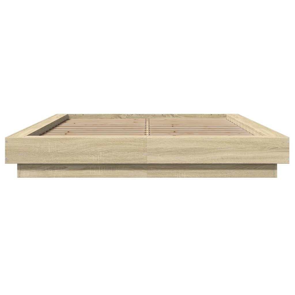 Okvir za krevet s LED svjetlima boja hrasta 120 x 200 cm drveni