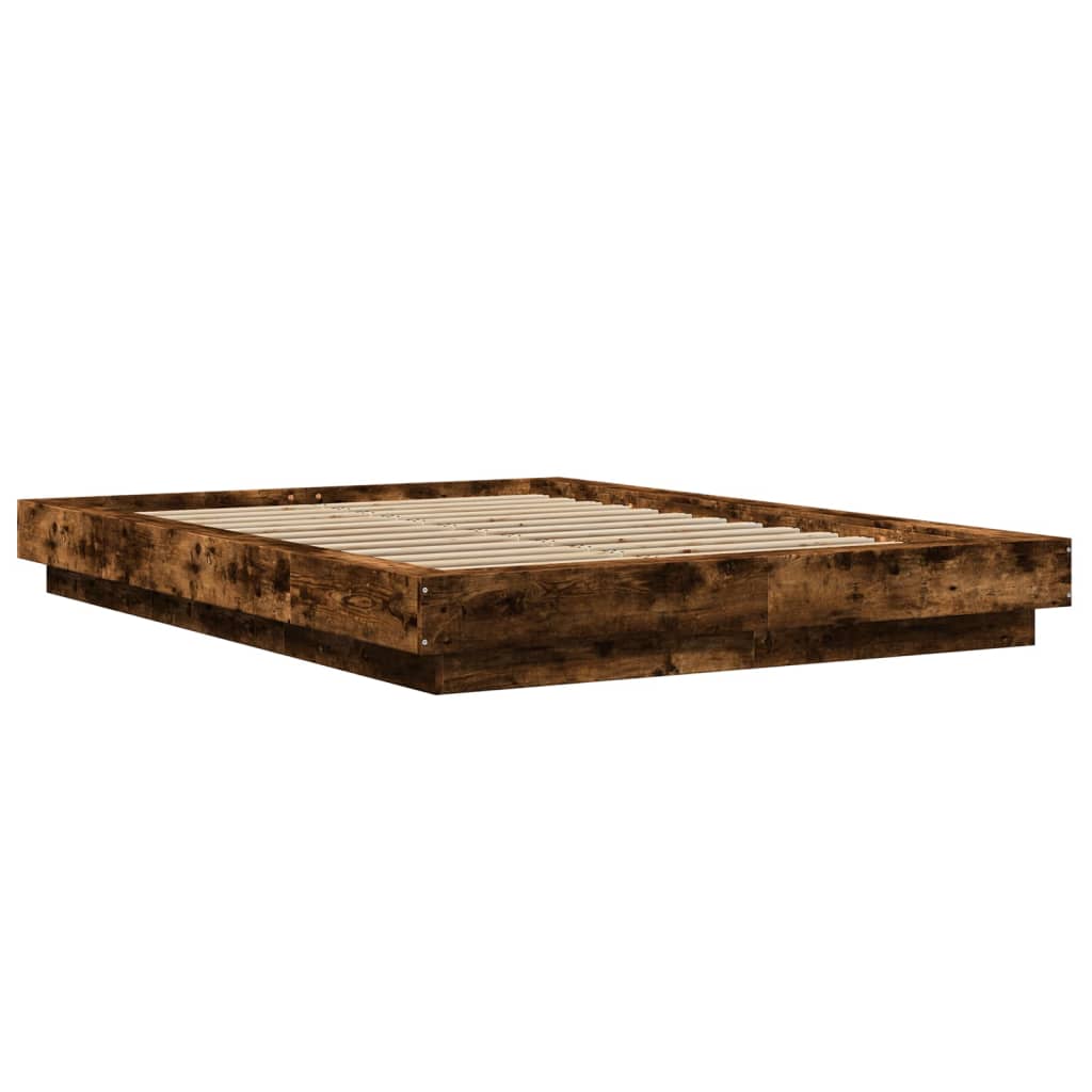 Okvir za krevet s LED svjetlima boja hrasta 120 x 200 cm drveni