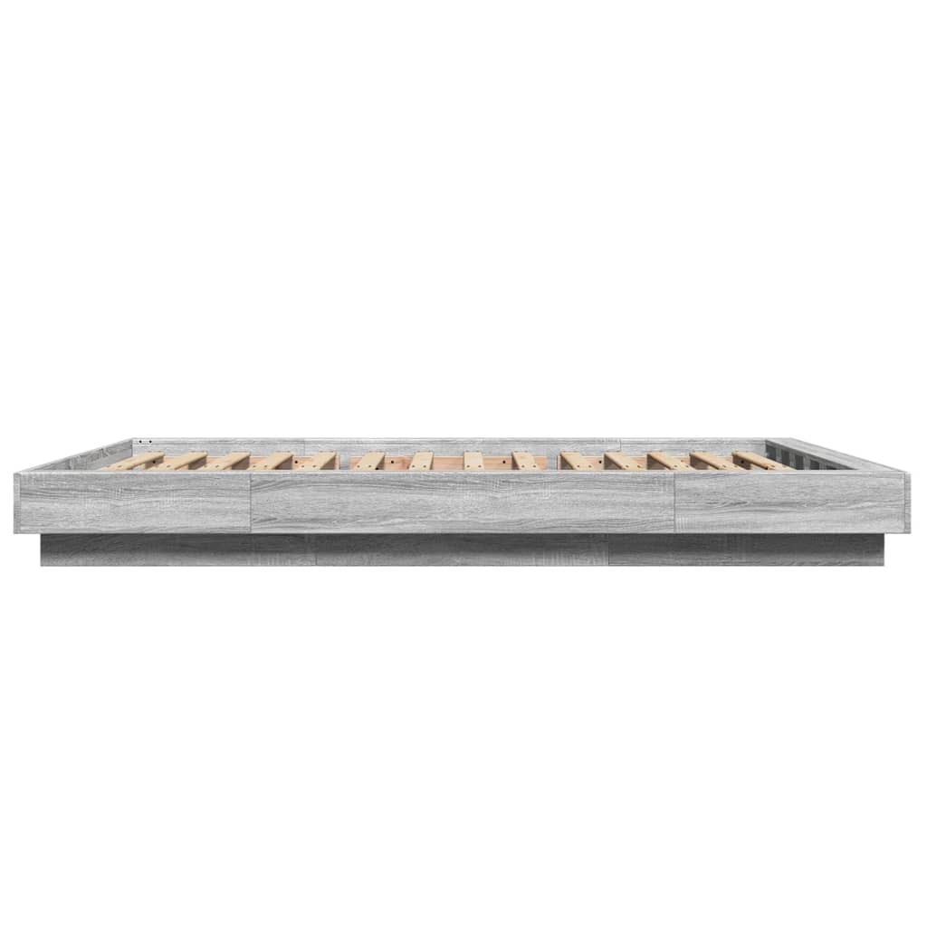 Okvir za krevet s LED svjetlima boja hrasta 120 x 200 cm drveni
