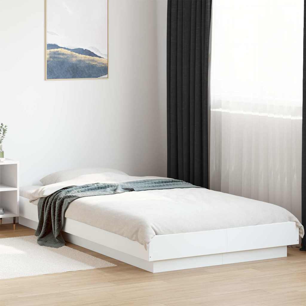 Okvir za krevet s LED svjetlima bijeli 100 x 200 cm drveni