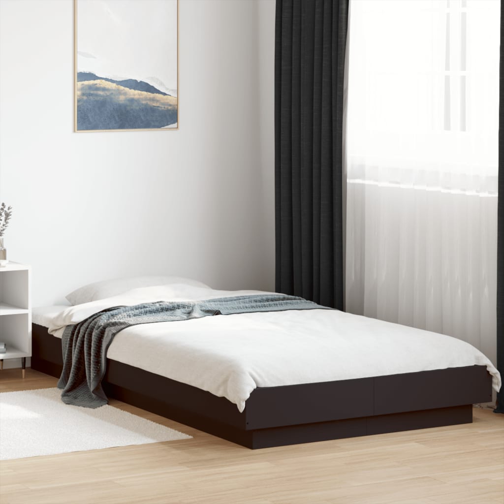Okvir za krevet s LED svjetlima crni 100 x 200 cm drveni