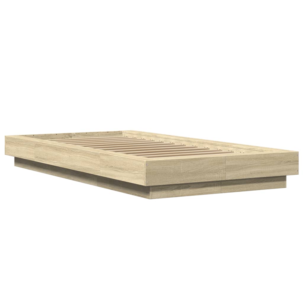 Okvir za krevet s LED svjetlima boja hrasta 100 x 200 cm drveni