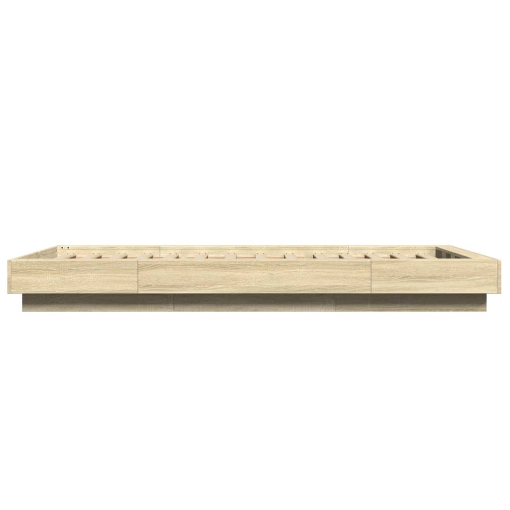 Okvir za krevet s LED svjetlima boja hrasta 100 x 200 cm drveni