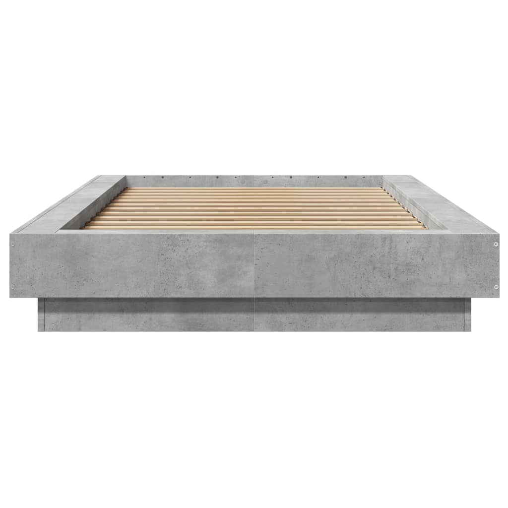 Okvir kreveta s LED svjetlima boja betona 100 x 200 cm drveni