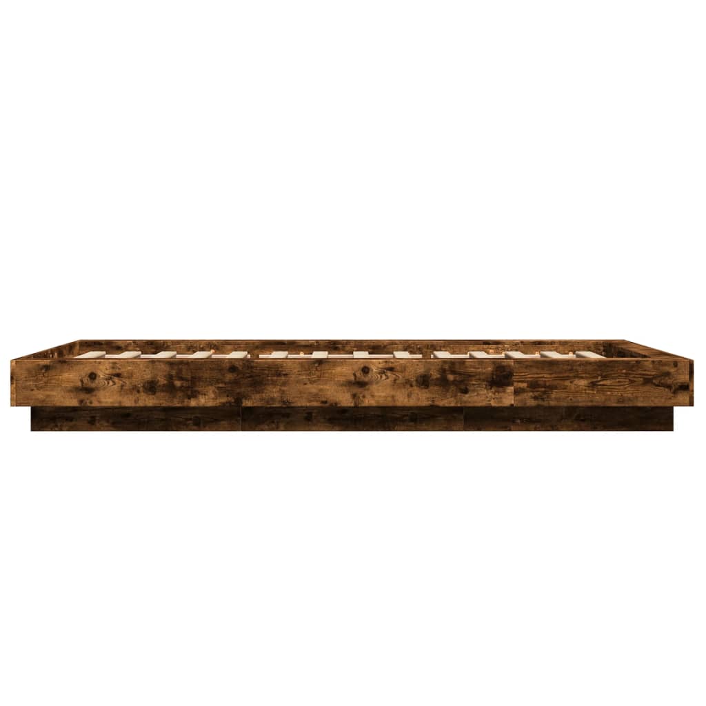 Okvir za krevet s LED svjetlima boja hrasta 100 x 200 cm drveni