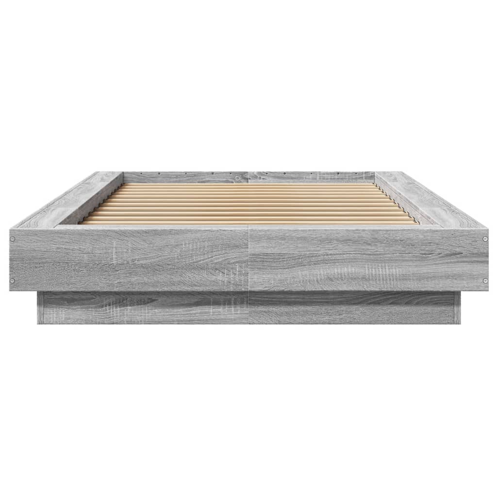 Okvir za krevet s LED svjetlima boja hrasta 100 x 200 cm drveni