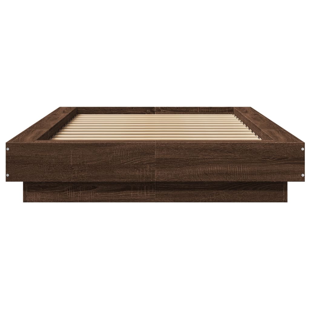 Okvir za krevet s LED svjetlima boja hrasta 100 x 200 cm drveni
