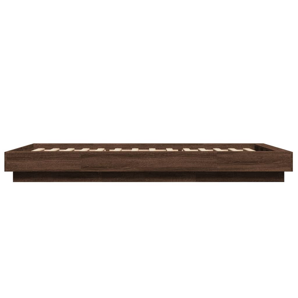 Okvir za krevet s LED svjetlima boja hrasta 100 x 200 cm drveni