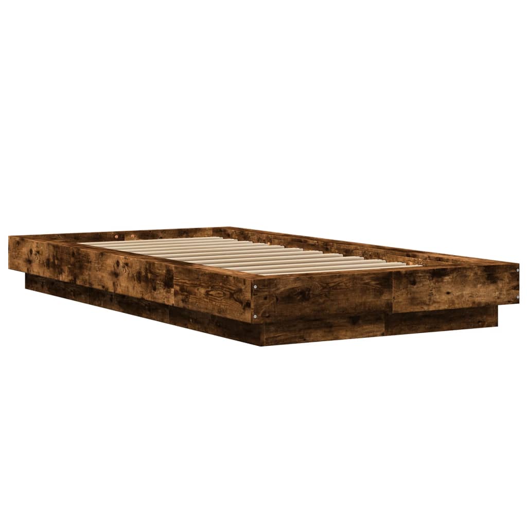 Okvir za krevet s LED svjetlima boja hrasta 90 x 200 cm drveni