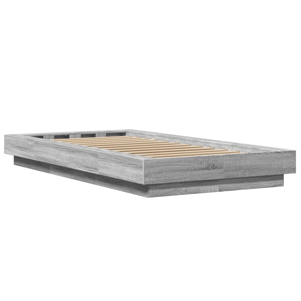 Okvir za krevet s LED svjetlima boja hrasta 90 x 200 cm drveni