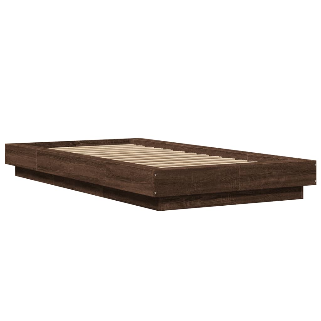 Okvir za krevet s LED svjetlima boja hrasta 90 x 200 cm drveni