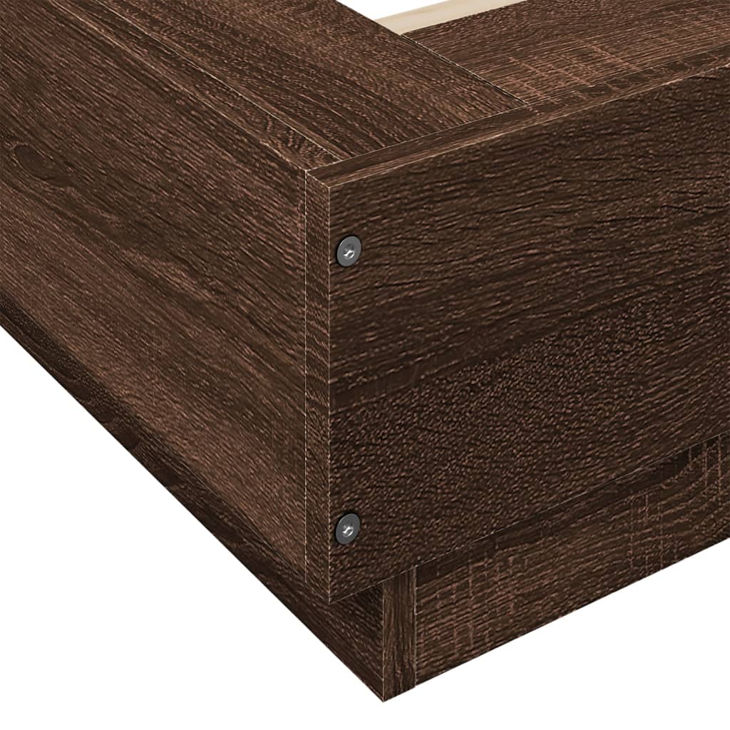 Okvir za krevet s LED svjetlima boja hrasta 90 x 200 cm drveni