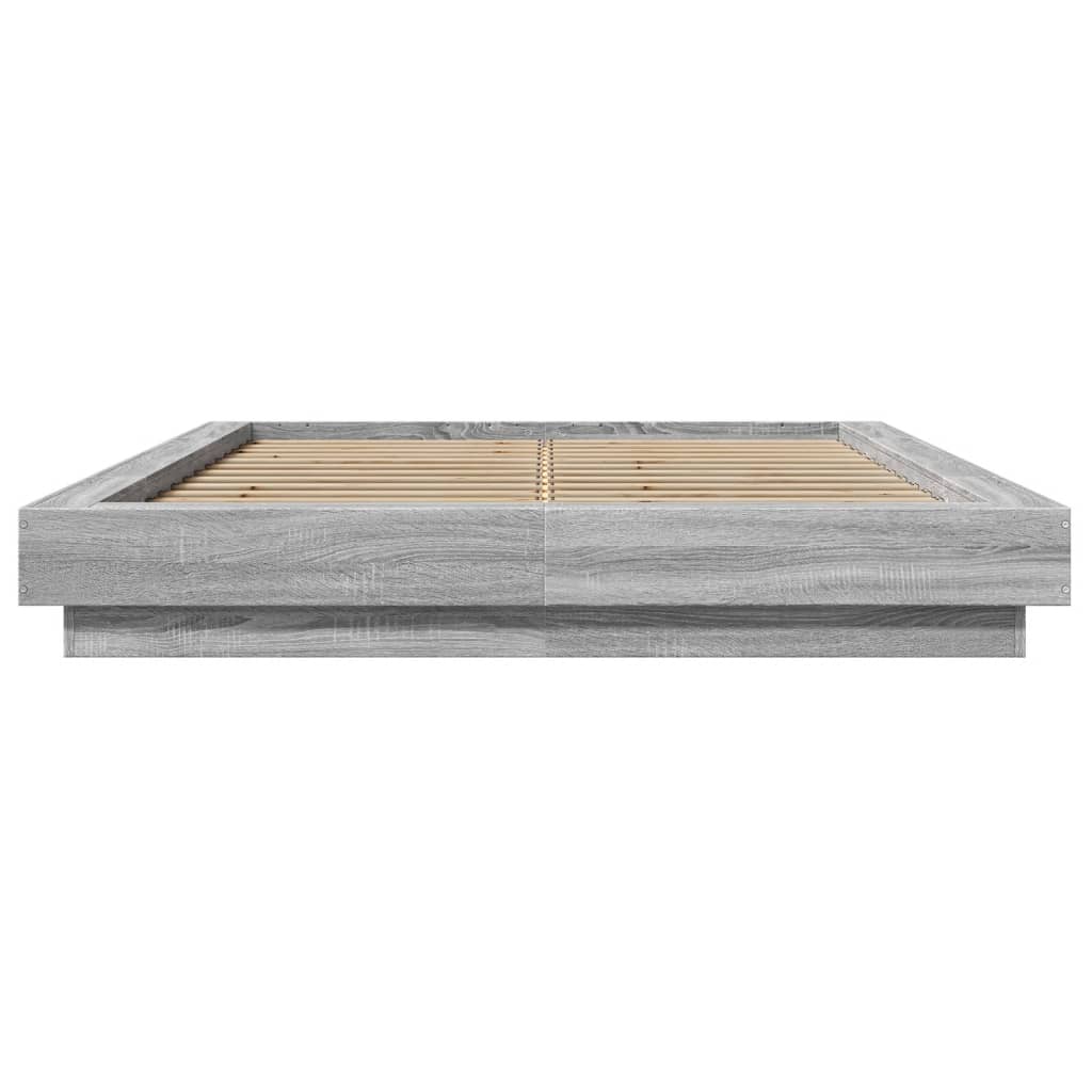 Okvir za krevet s LED svjetlima boja hrasta 140 x 190 cm drveni