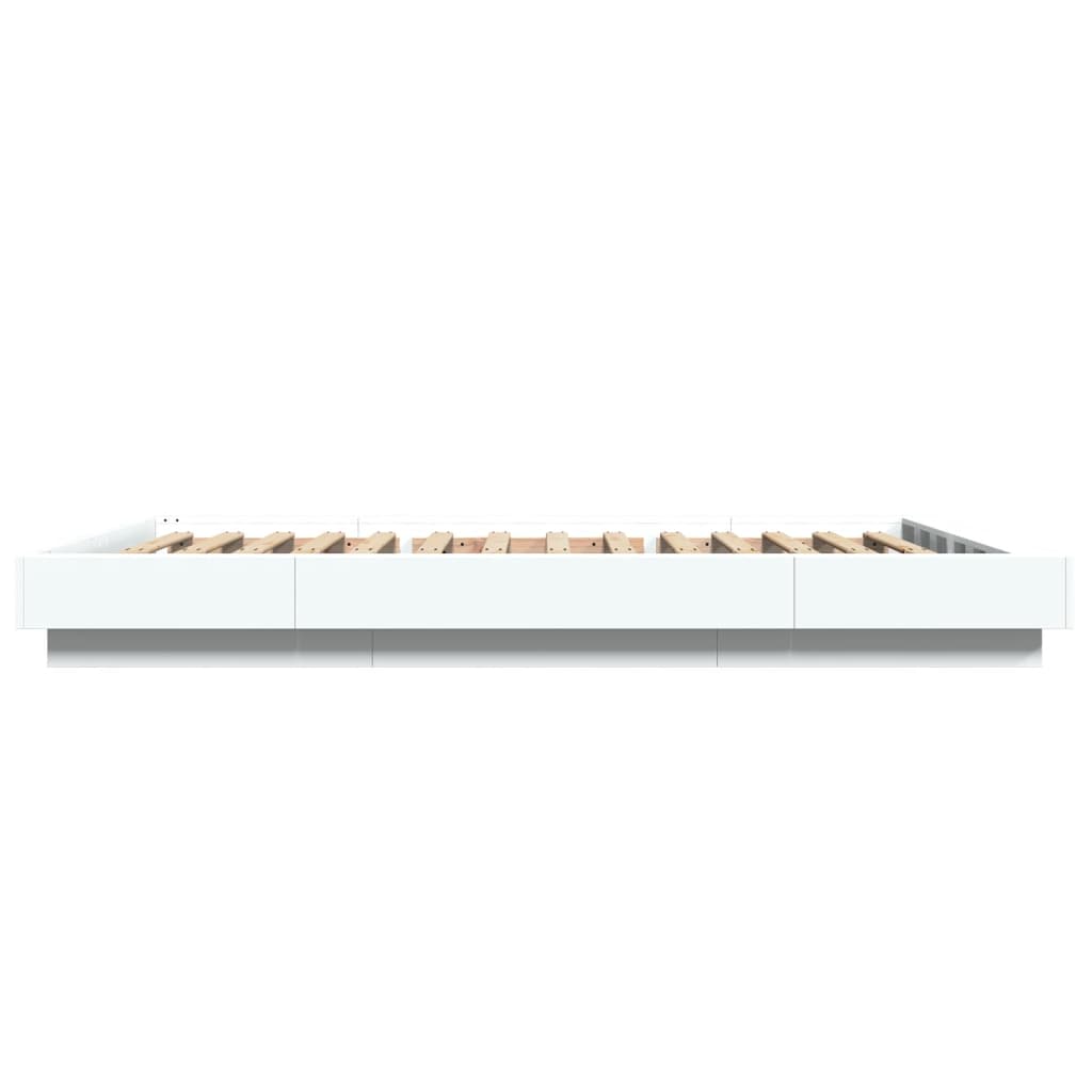 Okvir kreveta s LED svjetlima bijeli 135 x 190 cm drveni