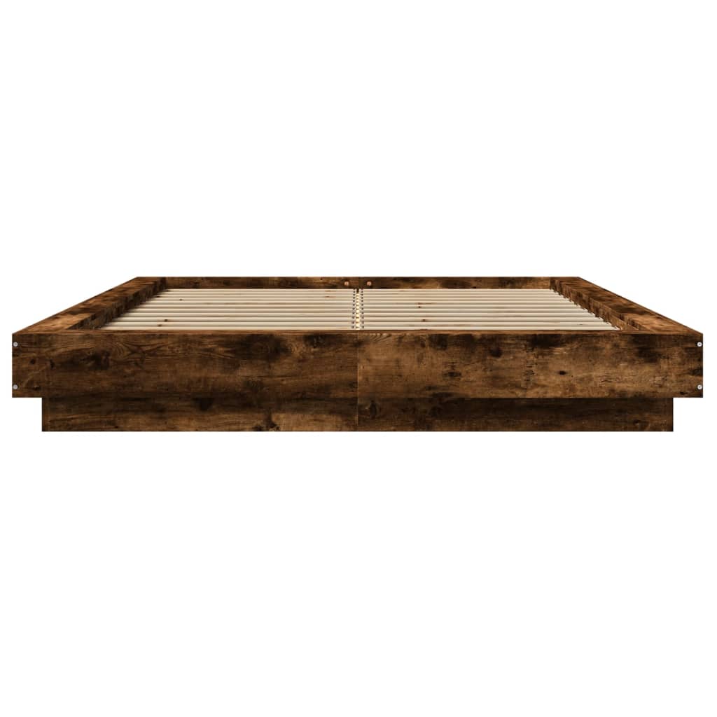 Okvir za krevet s LED svjetlima boja hrasta 120 x 190 cm drveni