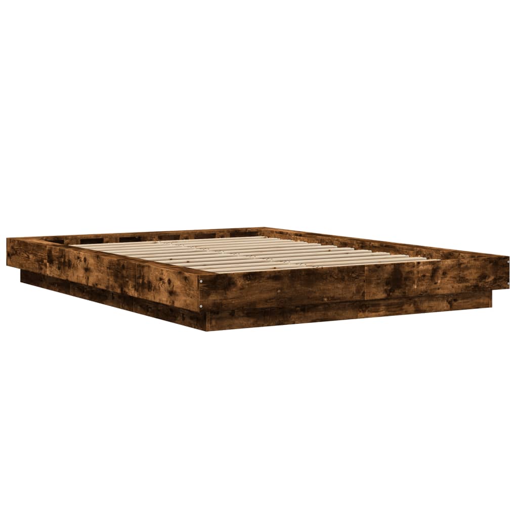 Okvir za krevet s LED svjetlima boja hrasta 120 x 190 cm drveni