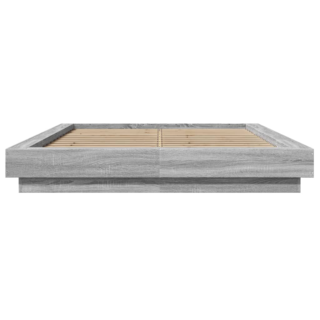 Okvir za krevet s LED svjetlima boja hrasta 120 x 190 cm drveni