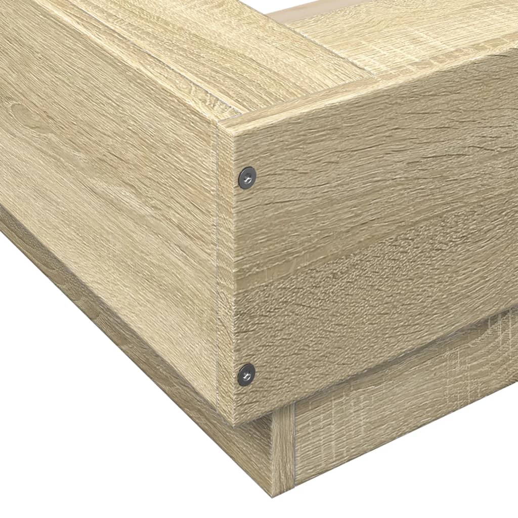Okvir za krevet s LED svjetlima boja hrasta 90 x 190 cm drveni