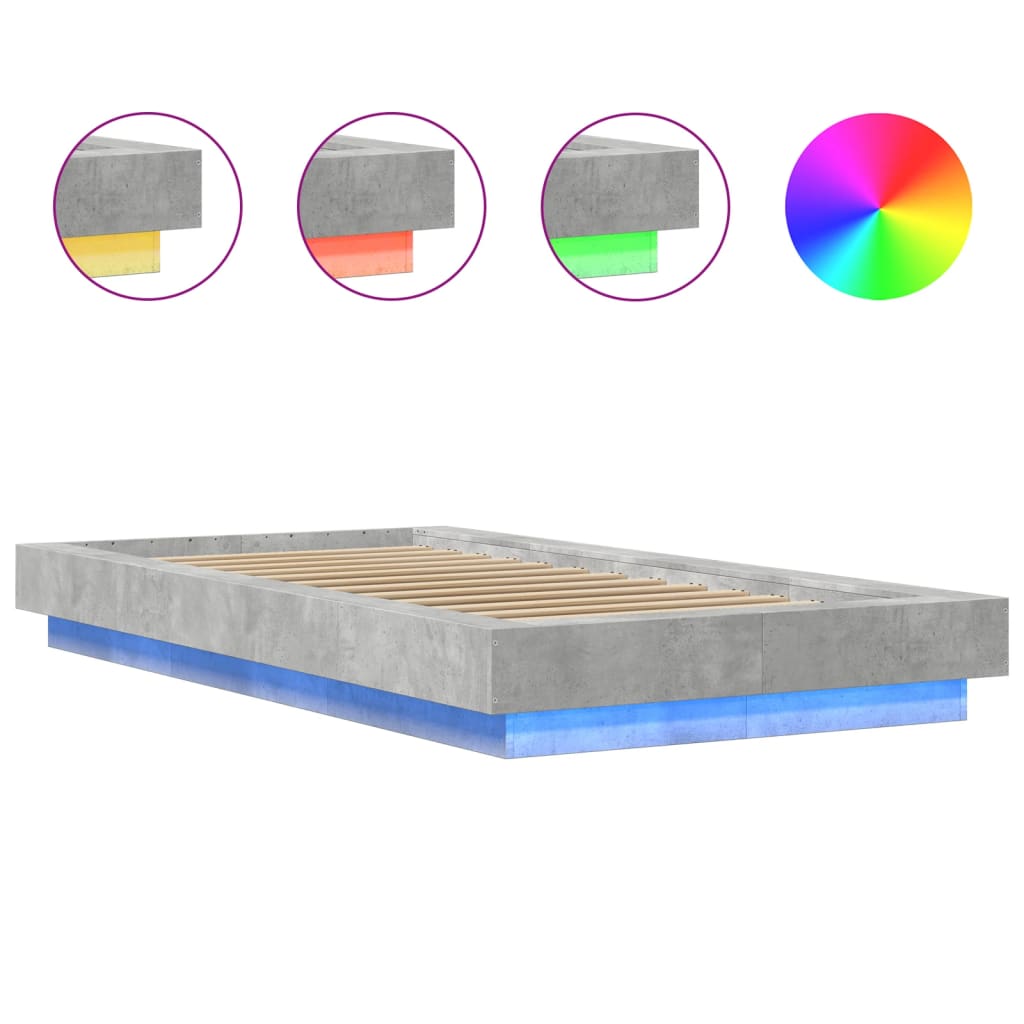Okvir kreveta s LED svjetlima 90 x 190 cm od konstruiranog drva